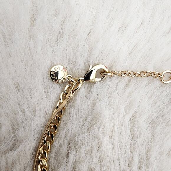 NEW J. Crew Hammered Gold T-Bar Pendant Necklace Double Strand Two Piece - Picture 4 of 8